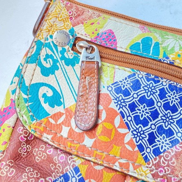 Fossil Leather Patchwork Multicolor Crossbody Bag - Picture 6 of 6